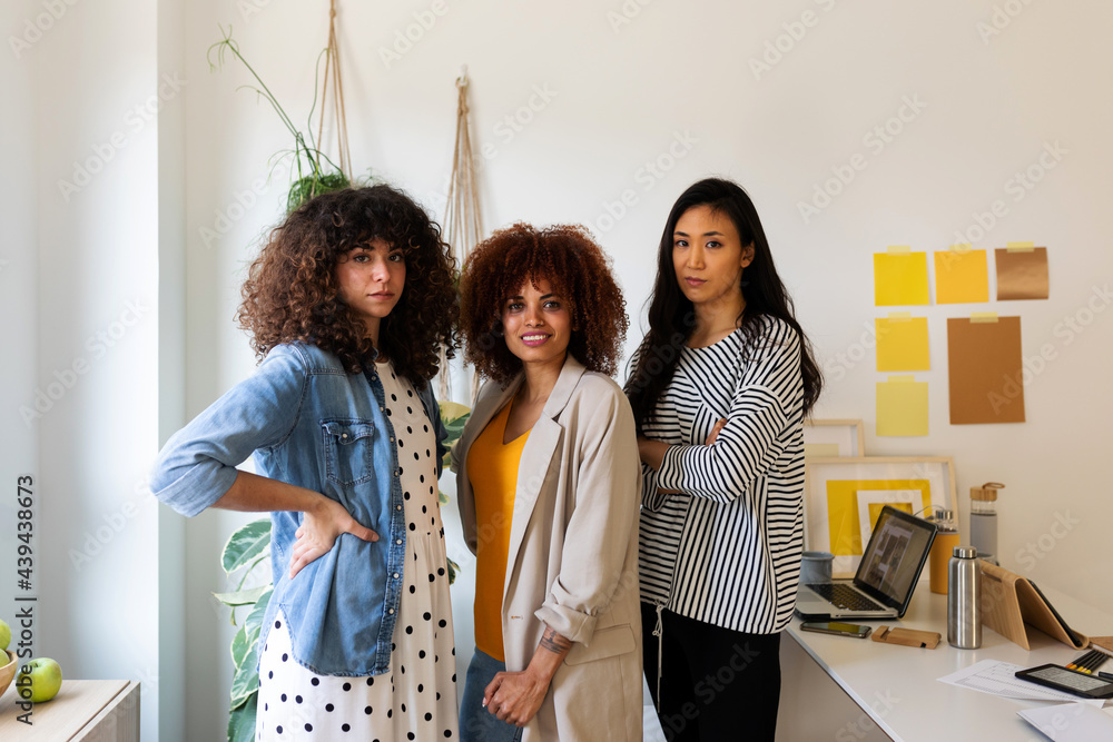 Portrait Of multiethnic Stylish Businesswomen In Office Portrait Of multiethnic Stylish Businesswomen In Office