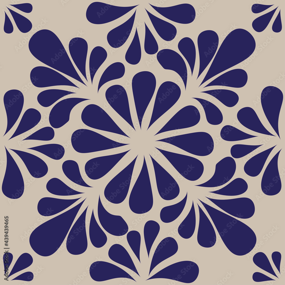 diseño de azulejo de talavera, en azul, diseño tradicional ilustración de  Stock | Adobe Stock