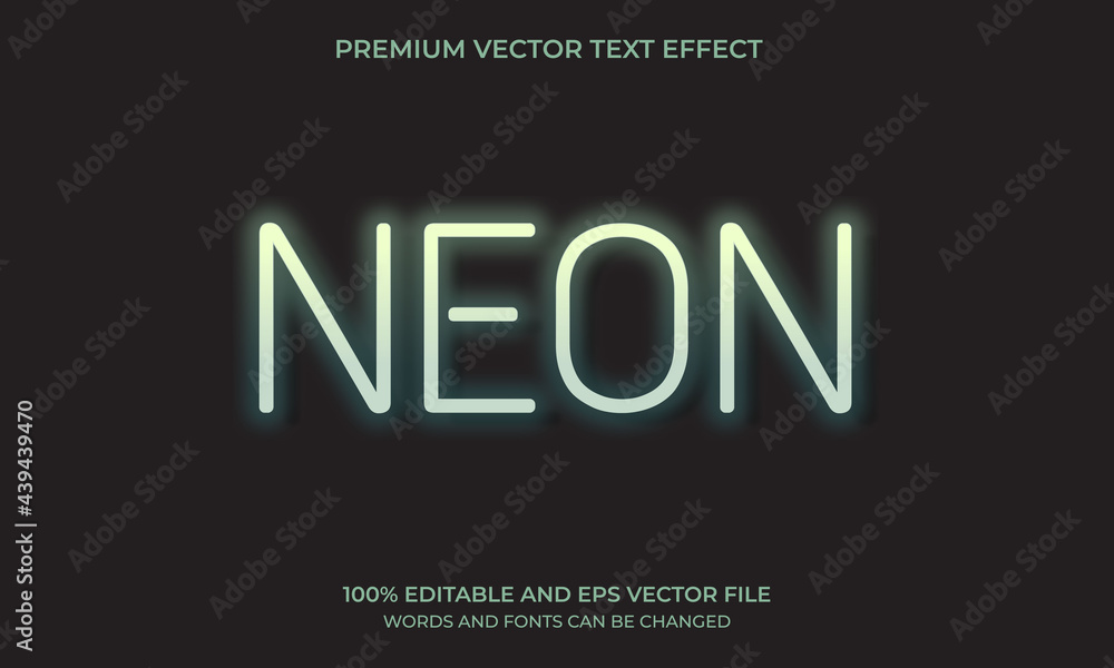 Neon light text effect, editable retro and glowing text style