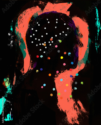 Dark Silhouette of Person with Dots on Top photo