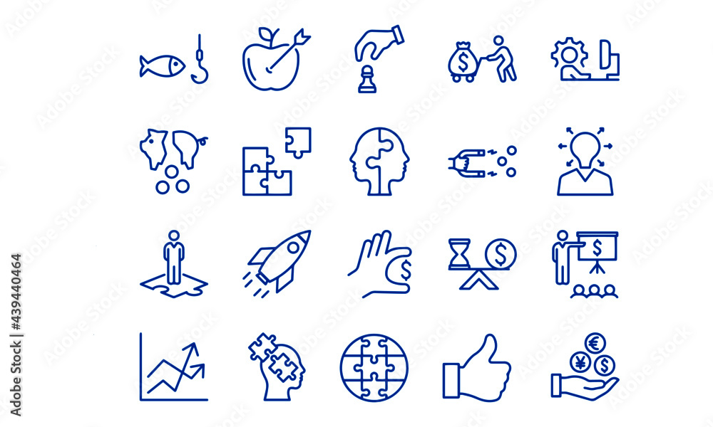 Strategy And Money line icons. Editable stroke vector design Strategy And Money line icons. Editable stroke vector design