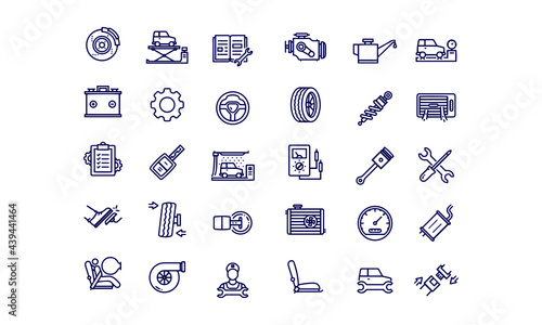  Car Service Related Vector Line Icons