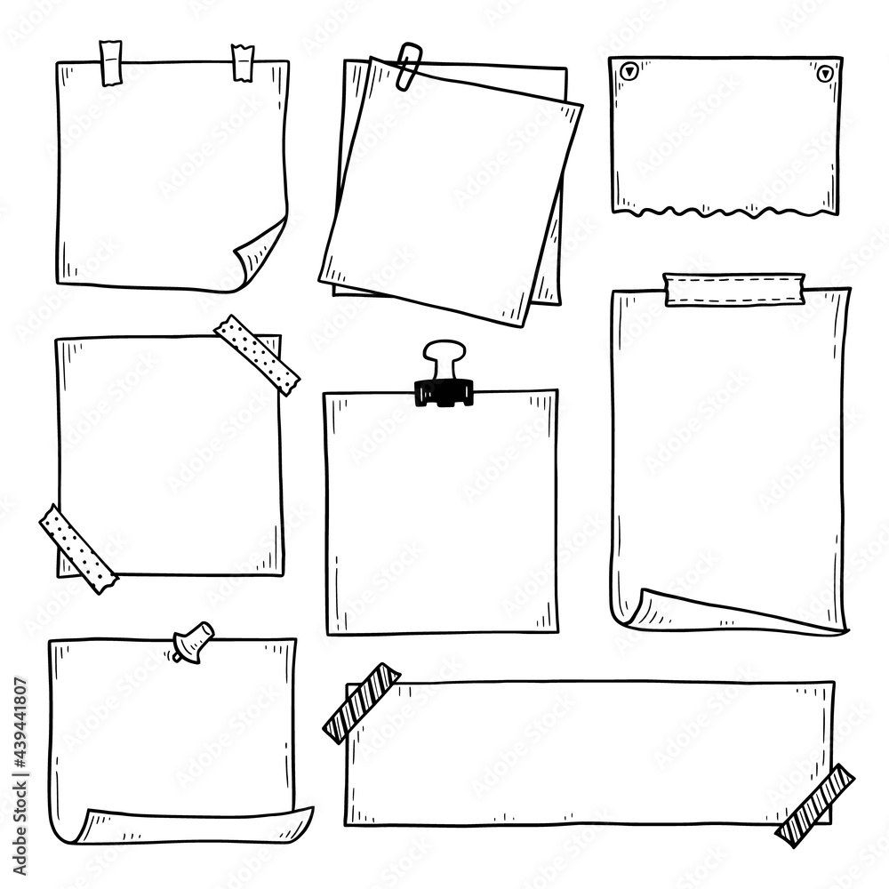 Hand Drawn Notepaper Message Sticky Notes Vectorillustration Stock  Illustration - Download Image Now - iStock