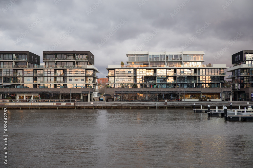 Fototapeta premium Foreshore apartments modern warter luxury condos home living