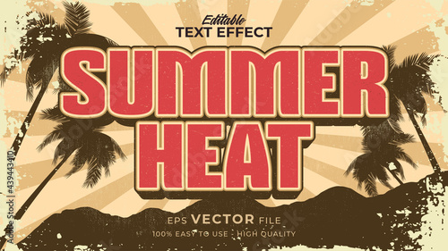 Editable text style effect - retro summer text in grunge style theme