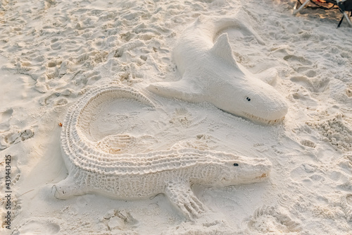 Unique animal sand castles.  photo