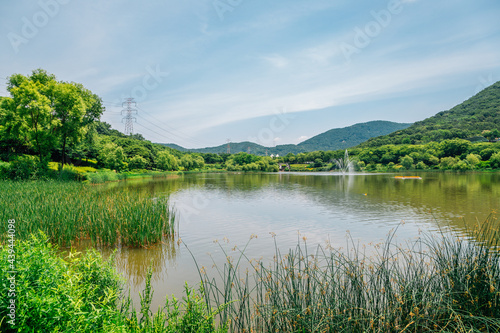 Fototapeta Naklejka Na Ścianę i Meble -  Summer lake at Incheon Grand Park in Korea