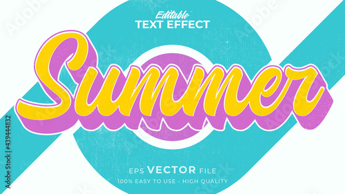 Editable text style effect - retro summer text in grunge style theme