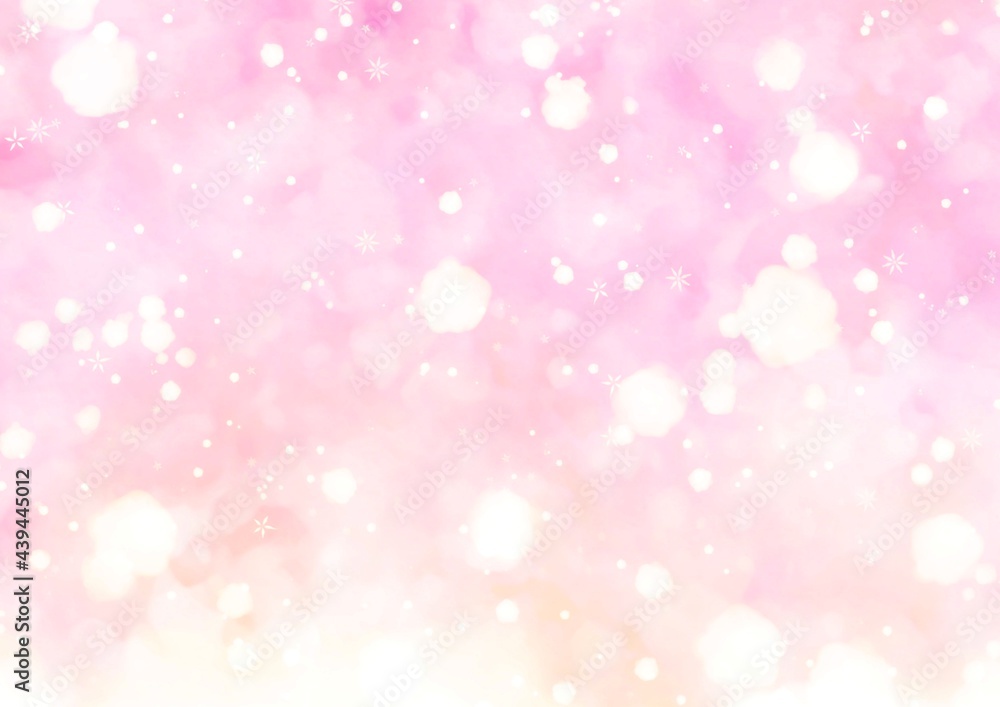 幻想的なふわふわピンクの雪の背景
