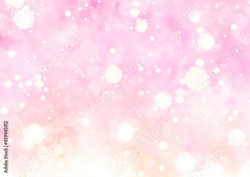 幻想的なふわふわピンクの雪の背景 