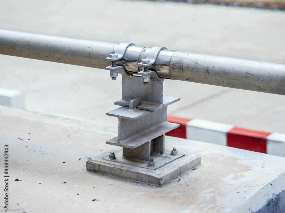 Support of water pipe in power plant. Support of water pipe in power plant.