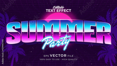 Editable text style effect - retro summer text in 80s style theme