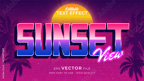 Editable text style effect - retro summer text in 80s style theme
