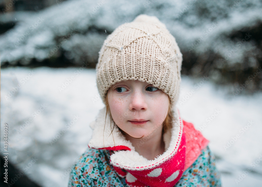 Portrait of a young girl in winter clothes Portrait of a young girl in winter clothes