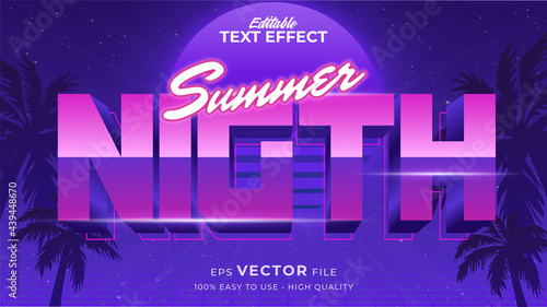 Editable text style effect - retro summer text in 80s style theme