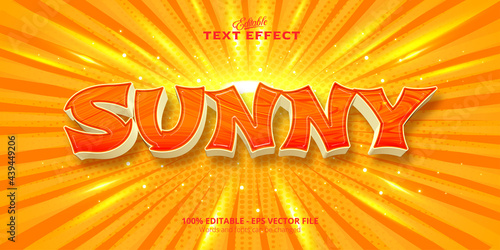 Sunny text, editable text effect photo