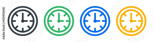 Clock vector icon isolated on white background.