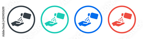Hygienic hand disinfection vector icon isolated on white background. Disinfect symbol.