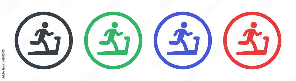 Man on treadmill icons set. Vector illustration Man on treadmill icons set. Vector illustration