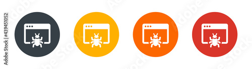 Webpage with bug icon, symbol of computer virus vector illustration. Security concept