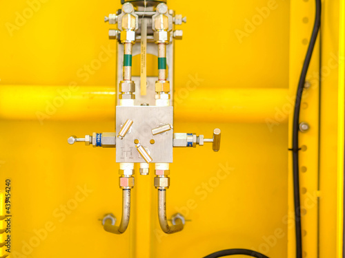 Block valve or manifold valve of pressure transmitter for apply in industrial zone at power plant.