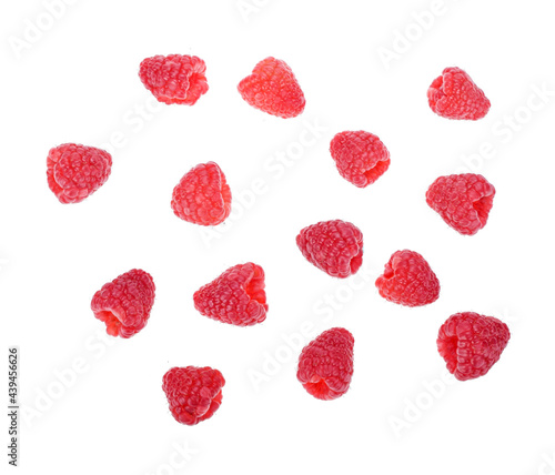 raspberry fruit top view isolated on white background