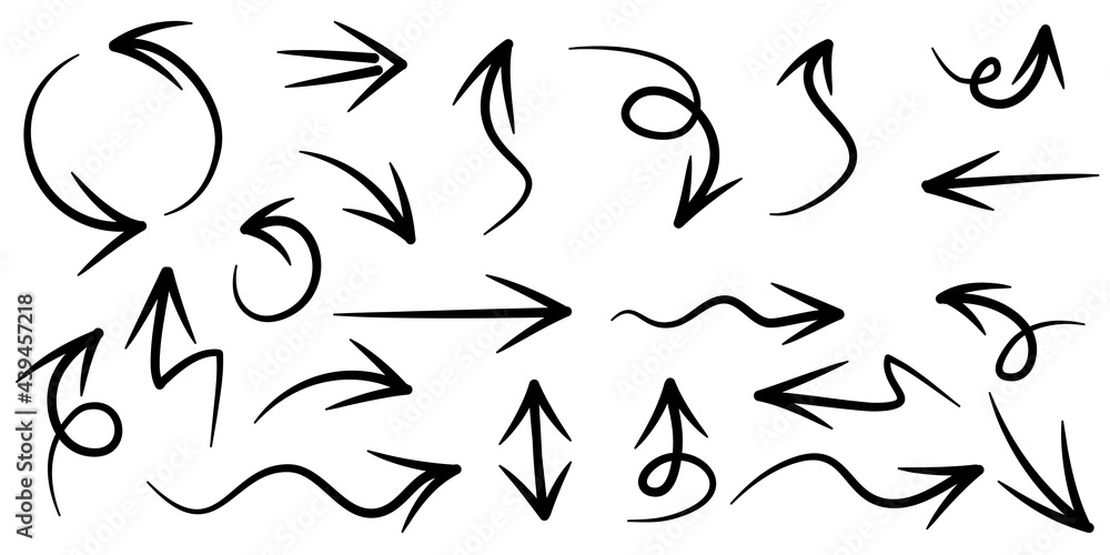 set of hand drawn arrows isolated on white background. for business infographic, banner, web and concept design.Vector doodle design elements. set of hand drawn arrows isolated on white background. for business infographic, banner, web and concept design.Vector doodle design elements.