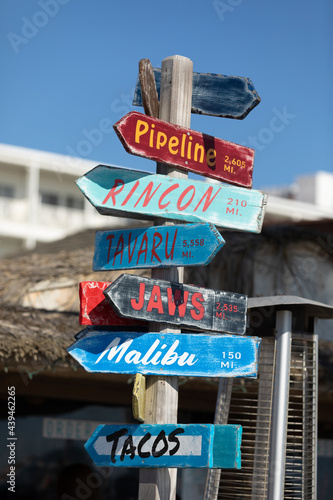 signs or directions to different locations or attractions, creative traveling
