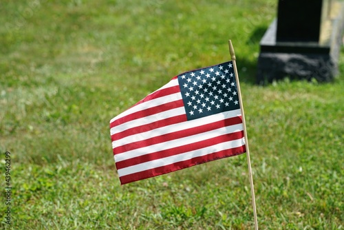 american flag on the grass