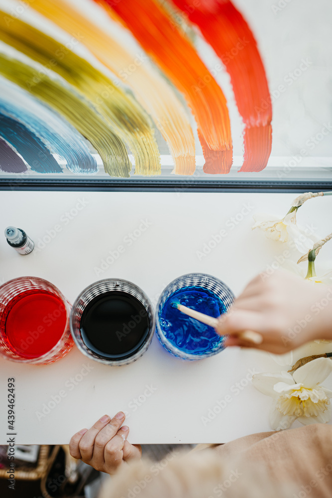 Mixing food coloring in water to make new colors Stock Photo | Adobe Stock