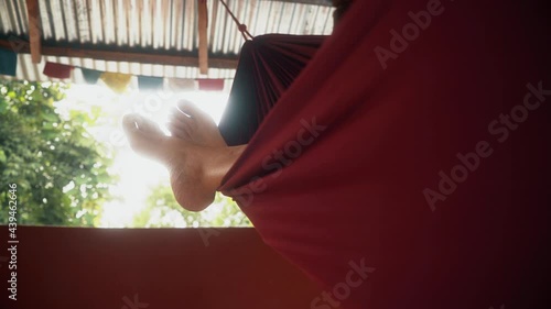 person in hammock photo