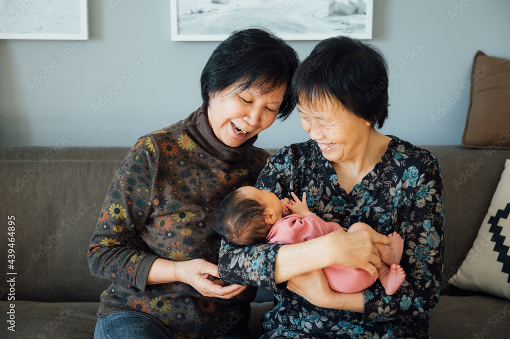 Grandmother and newborn baby at home Grandmother and newborn baby at home