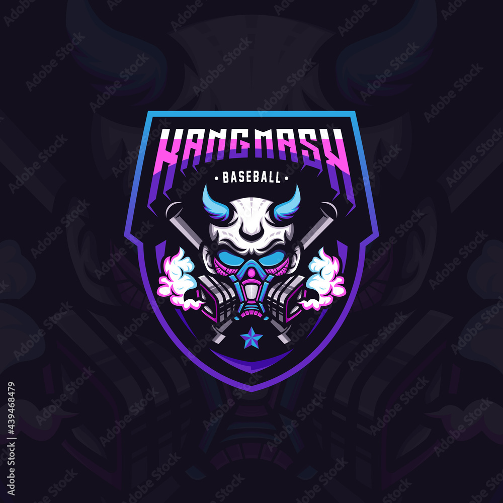Skull Mask Mascot Logo Design Illustration For Baseball Club