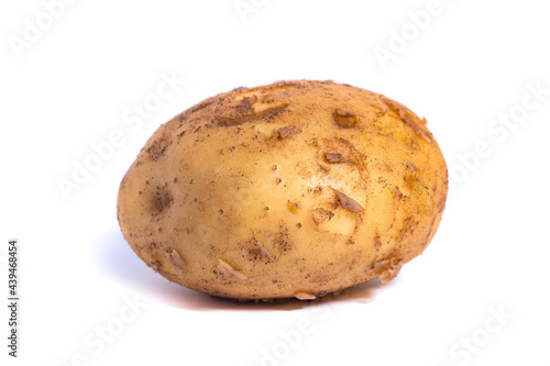 Fresh dirty potato isolated on white background, vegetable
