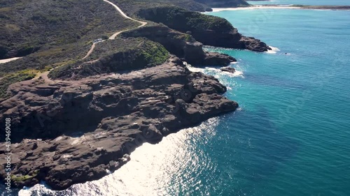 Drone aerial footage of Lake Munmorah State Conservation Area Snapper Point Central Coast Coastline Pacific Ocean tourism NSW Australia 3840x2160 4K photo