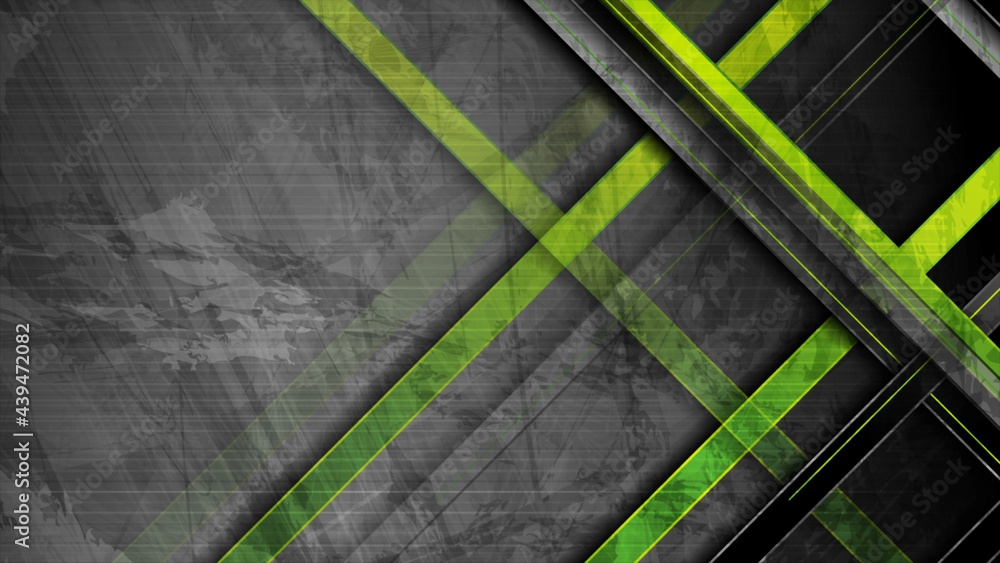 Obraz Tech green stripes on abstract grunge background