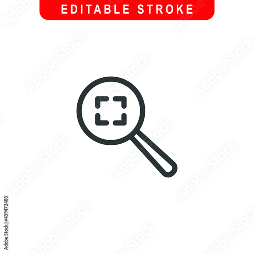 Full Screan Zoom Outline Icon. Magnifying glass Line Art Logo. Vector Illustration. Isolated on White Background. Editable Stroke