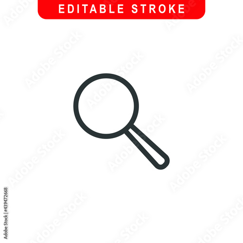 Search Outline Icon. Magnifying glass Line Art Logo. Vector Illustration. Isolated on White Background. Editable Stroke