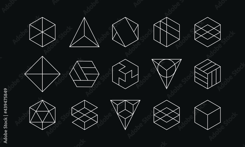 abstract line geometric sign in hexagon and triangle shapes. minimal logotypes collection. simple ornament for texture and pattern. abstract line geometric sign in hexagon and triangle shapes. minimal logotypes collection. simple ornament for texture and pattern.
