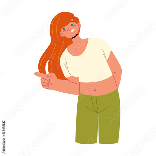 young woman gesture hands