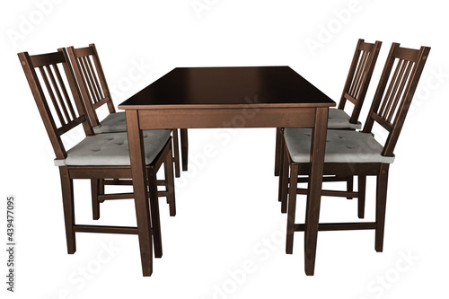 Dining table and chairs isolated on white background