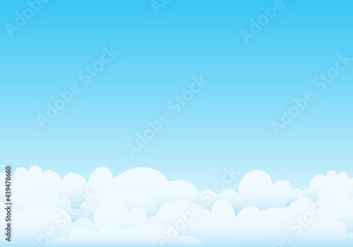 Sky with clouds, realistic blue sky with white clouds. Vector, cartoon illustration. Vector.