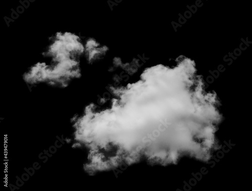 White fluffy cloud isolated on a black background.