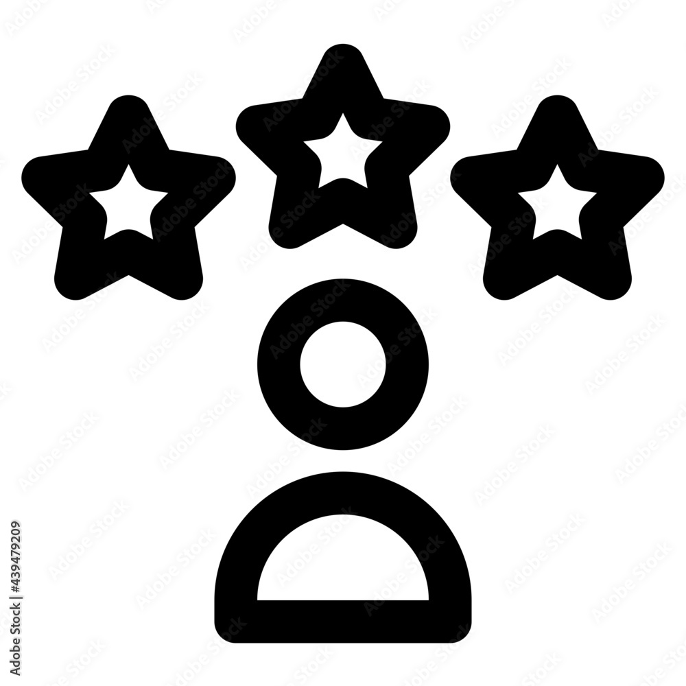 Man and Three Star Line Icon Vector Man and Three Star Line Icon Vector