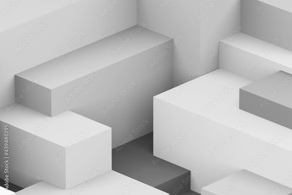 Abstract white and gray geometric cubic background. isometric square 3d render. Abstract white and gray geometric cubic background. isometric square 3d render.