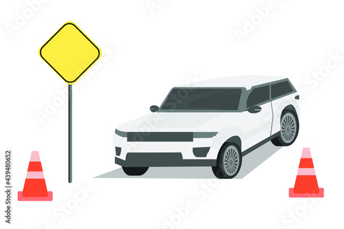 car with prop sign in vector