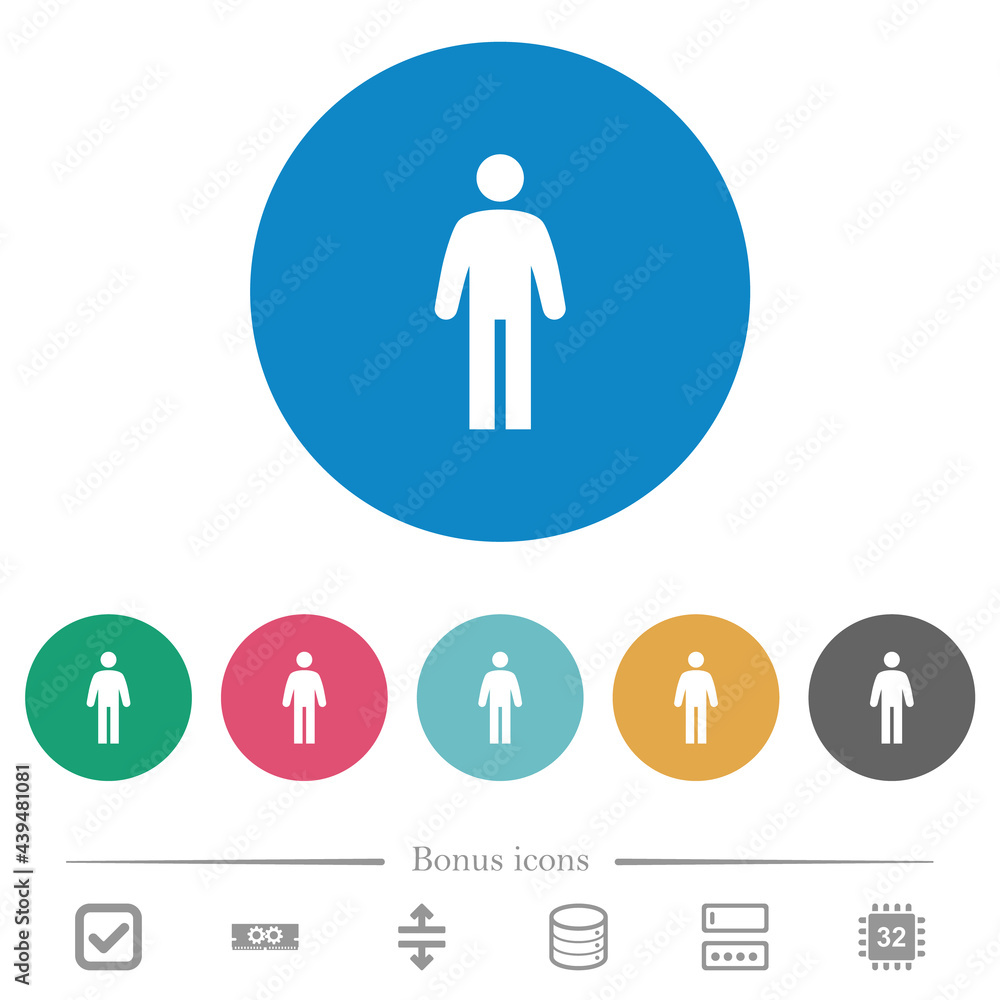 Standing man flat round icons Standing man flat round icons