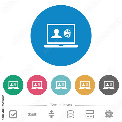 Criminal background check flat round icons