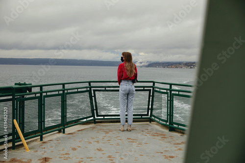 Unknown woman riding the ferry