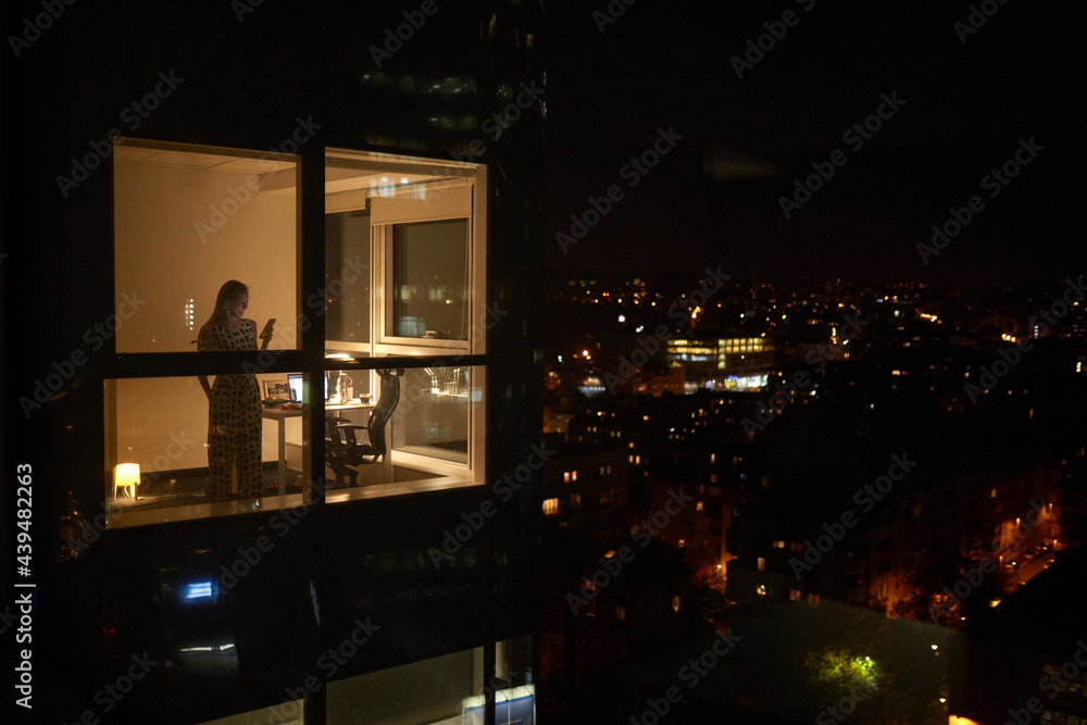 Woman In Corner Office With Beautiful View Woman In Corner Office With Beautiful View
